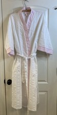 Vintage Just For Women Sears Cotton/Poly Robe Pink White 1X Seersucker Stripes