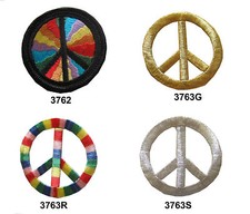 3762/3563 Gold,Silver,Psychedelic Peace Sign Embroidery Iron On Applique Patch