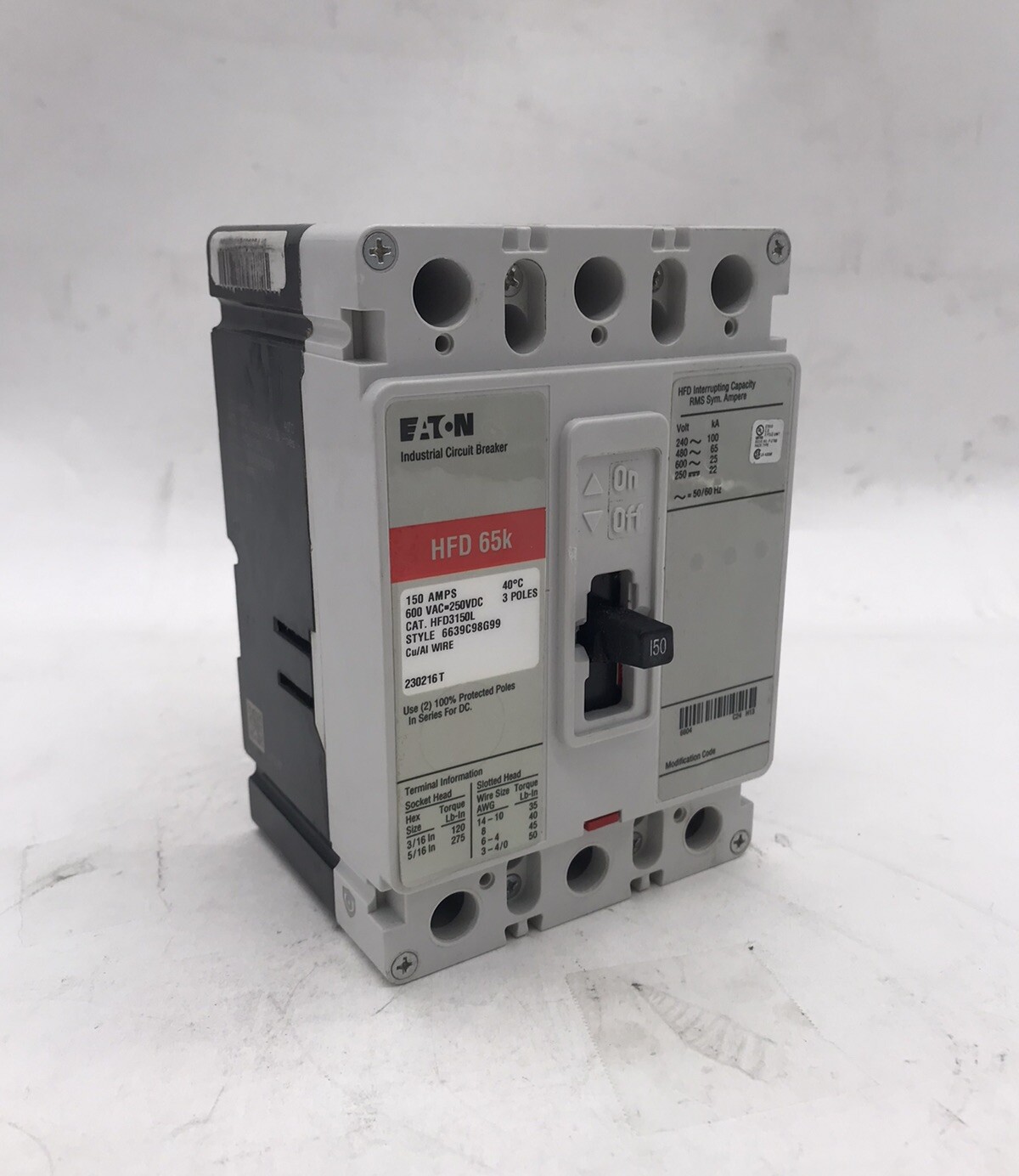 HOUSTON STOCK NEW EATON HFD3150L TYPE HFD 150 AMP 600V FREE 2 DAY AIR BUY NOW