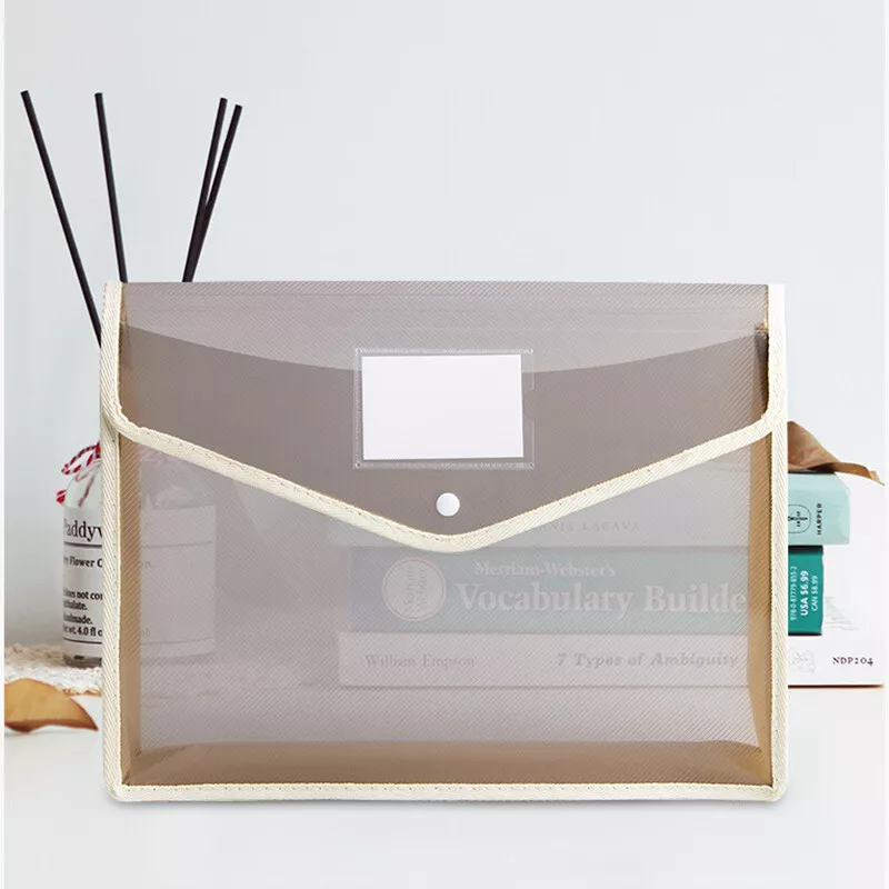 File Folders,Plastic Envelope Folder with Snap Closure, A4 Document Storage  Bag