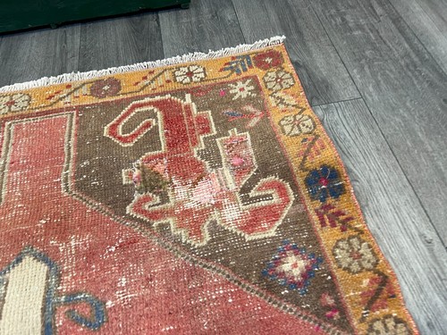 Geometric Design Rug, Handmade Wool Rug, 3x8 ft, Oriental Rug, Farmhouse Carpet - Picture 10 of 11