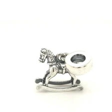 Pandora 925 silver New Baby Rocking Horse 791413 slide bead dangle charm NEW