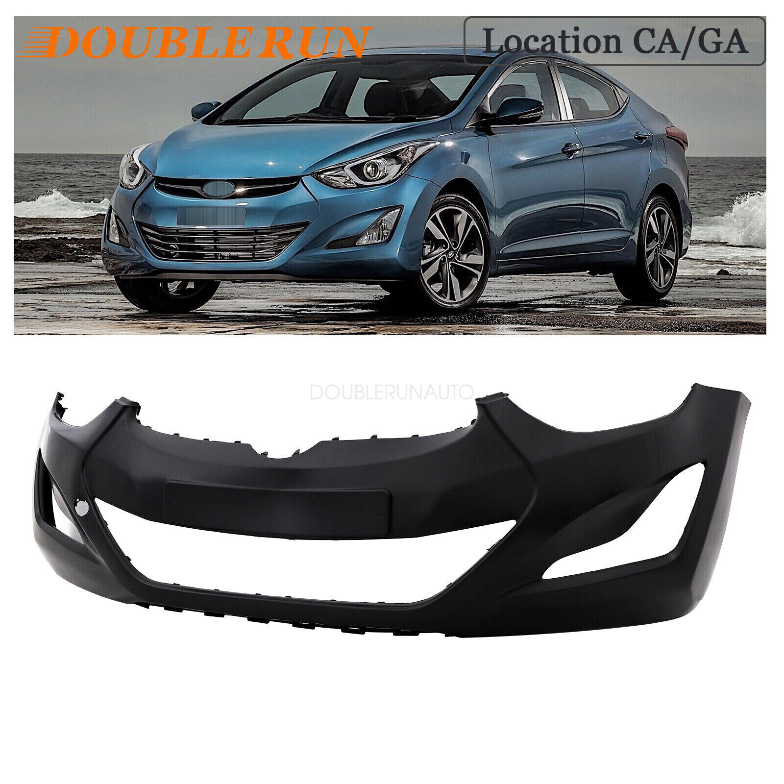 Front Bumper+Brackets+Engine Splash Shield for 2014-2016 Hyundai Elantra 6PCS