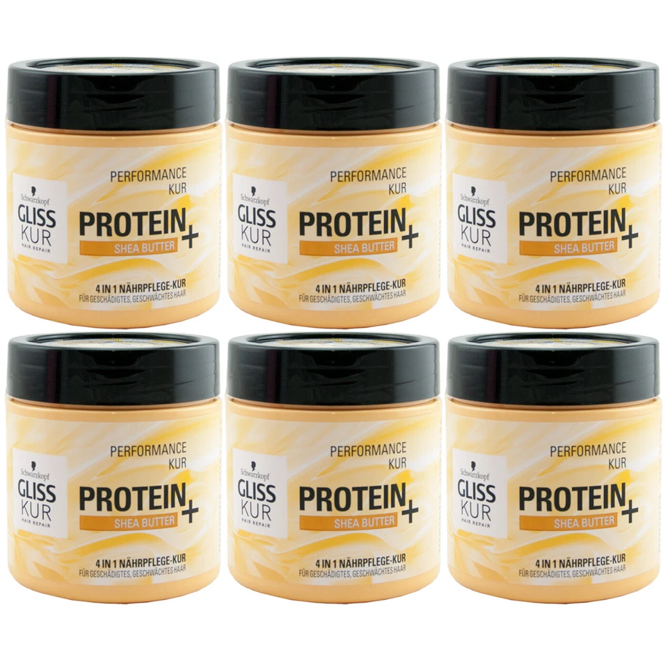 Gliss Kur PROTEIN + Shea Butter 6 x 400ml 4in1 Kur Haarkur Performance Kur - Bild 1 von 1