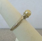 10K White Gold Pearl Solitaire Hammered Ring Size 6.5 R22 — photo 3