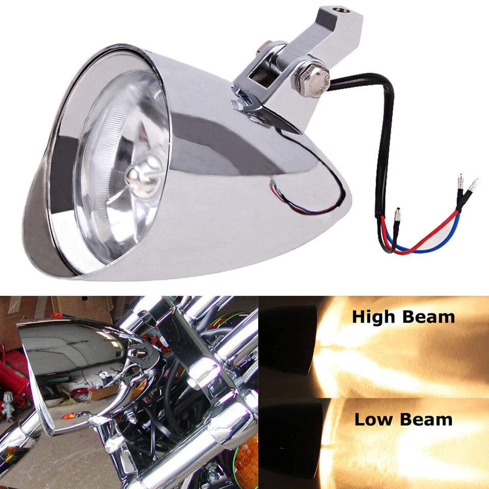 4.5" Bullet Headlight For Harley Sportster XL Dyna Softail Chopper Bobber Custom - Image 3 of 4