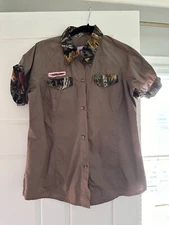 Master Sports Girls Rugged Outdoor Gear Button Up Real Tree Camo Accents XL Girl