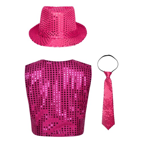 Kids Sequin Waistcoat Fancy Vest Tops Hip-hop Jazz Dance Stage Performance - Picture 20 of 77