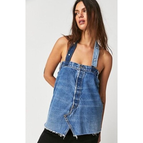 Free People Tricia Fix Reworked Denim Tube Top Corset Back Size XS Y2K 90's Vibe - Picture 3 of 3