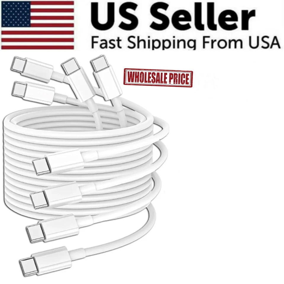 3-PACK USB-C to USB-C CABLE FAST CHARGER CORD 3/6/10FT for iPhone 15 16 &SAMSUNG - Image 3 of 4