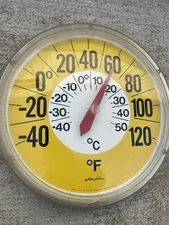 Vintage Yellow Plastic Airguide Wall Plastic Thermometer USA MCM NL