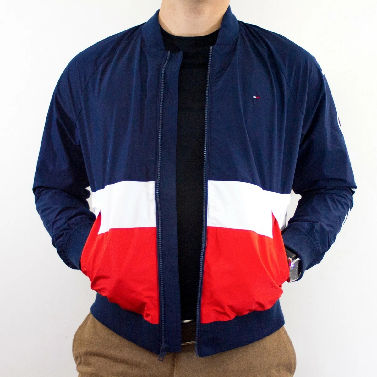 NWT Mens Tommy Hilfiger Navy Blue Bomber Jacket With Out Size M | eBay