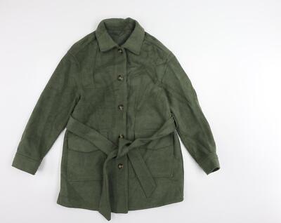 Marks and Spencer Damen grüner Erbsenmantel Größe 10 geknöpft   mit Gürtel