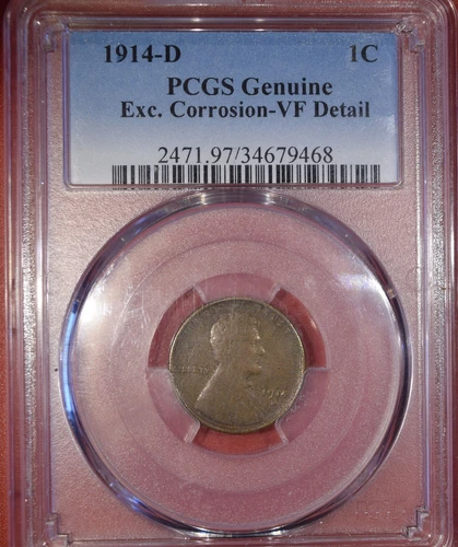 1914-D Lincoln Wheat Cent "PCGS VF EXC. Corrosion" *Free S/H After 1st Item*
