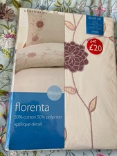 Debenhams Florenta Polycotton Cream/Pink Appliqué Single Duvet Cover Set BNWT