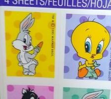 vintage baby looney tunes bugs sylvester tweety stickers 90's NIP