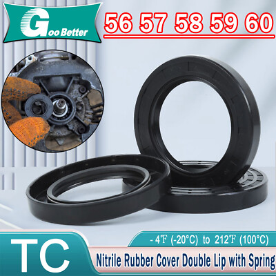 Oil Seal NBR Nitrile Rotary Shaft Seal Double Lipped  56mm - 60mm Innerdia Shaft