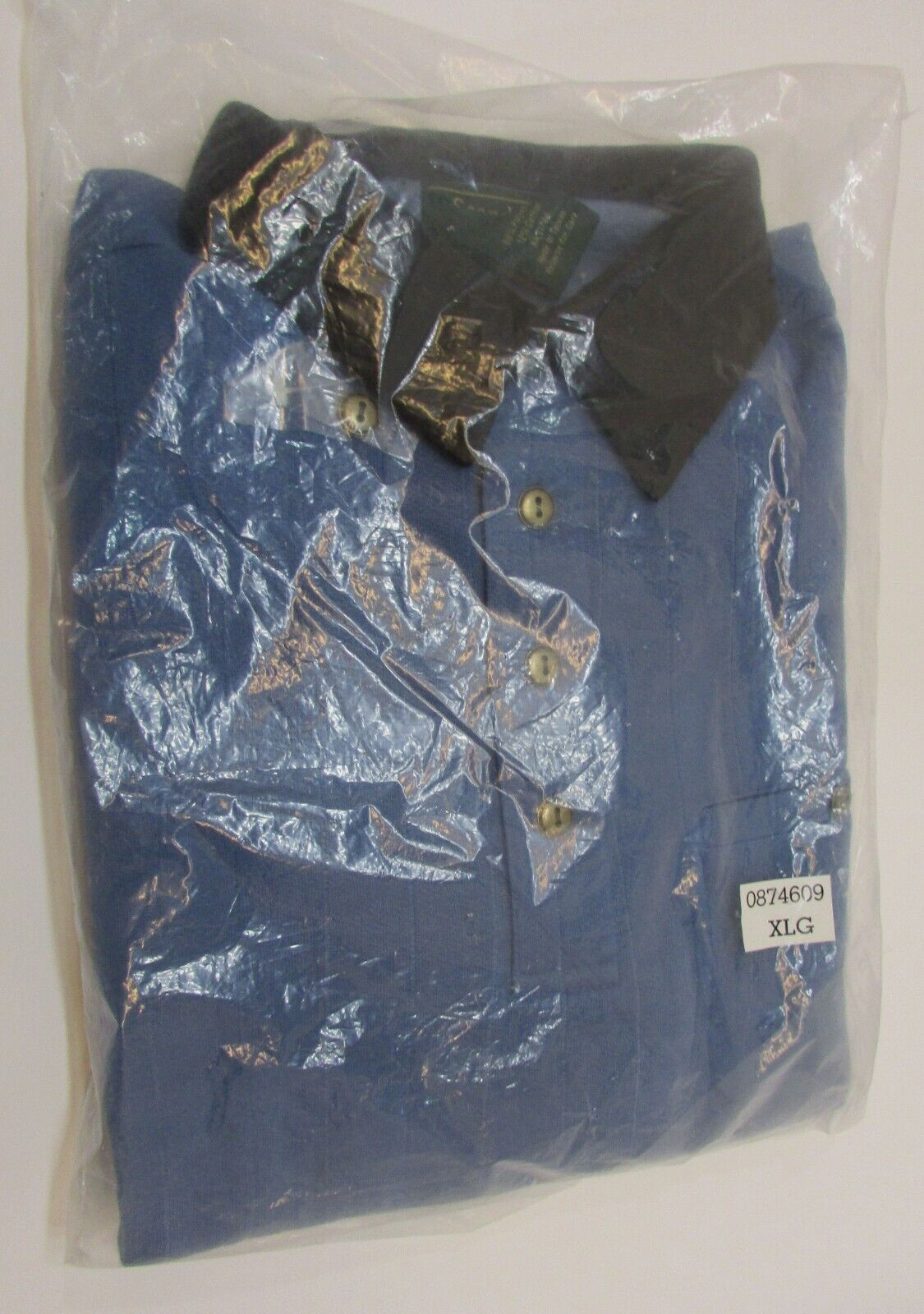 New NWT  Mens XLG Scandia Woods Cotton Blend Blue Black Long Sleeve Knit Shirt