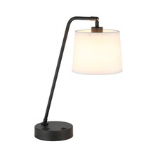 Industrial Black Table Lamp with USB Port Adjustable Shade Desk Lamp for Bedroom