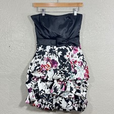 Vtg 90s Y2K Coquette Satin Mini Dress 9 Trixxi Bubble Hem Ruched Homecoming Prom