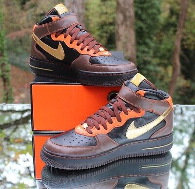 Nike Air Force 1 Mid ID 2006 Men’s Size 9 Brown Black Orange Gold 314884-991