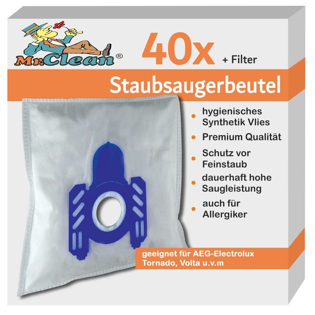 40 Mr.Clean Staubsaugerbeutel geeignet für AEG CE Vampyr CE Serien Typ 61 EKS 01