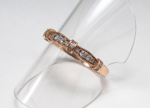 Pre-Owned Adrianna Papell 14K Rose Gold 0.18ctw Diamond Wedding Band Ring Sz 8 - Picture 7 of 16