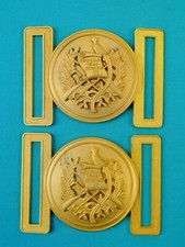 Set 2 US Guatemala Coat of Arms Gold Tone Military Army N.S. MEYER Belt Buckle D