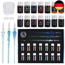 Federhalter aus Glas, 19PCS Glasstifte Set Kalligraphie Glasfederhalter mit