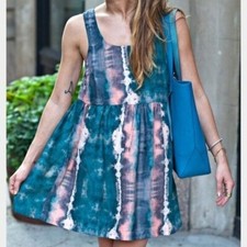 Urban Outfitters Ecote Tie Dye Sleeveless Flowy Babydoll Dress S Boho Beach