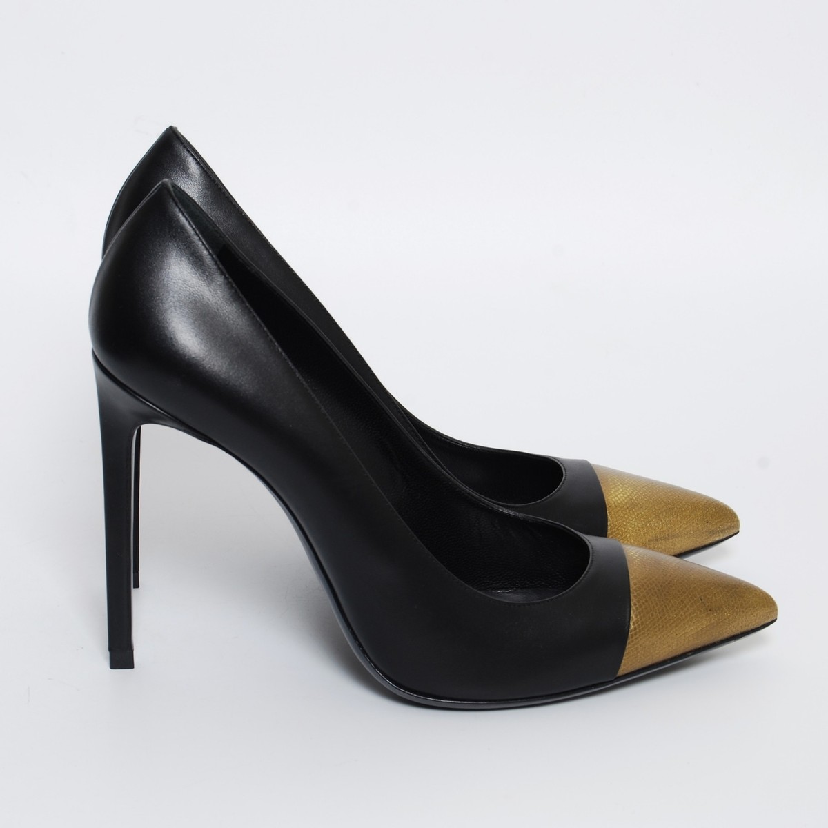 Saint Laurent High Heels Shoes Black Leather Stilettos Pumps Saint Laurent High Heels Shoes Black Leather Stilettos Pumps