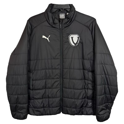 Puma FC Virginia Men s XL Black Insulated Puffer Jacket Full Zip Quilted Coat