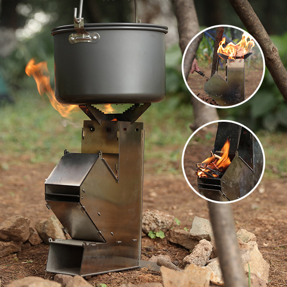 Outdoor Camping Wood Stove Folding Picnic Rocket Burner Cooking BBQ Stove  L2B6 | eBay