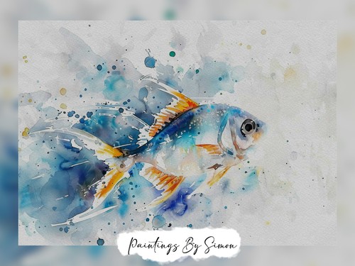 Vibrant Fish Watercolor 5"x7" Print on Matte Paper | Aquatic Art Piece - Picture 4 of 7