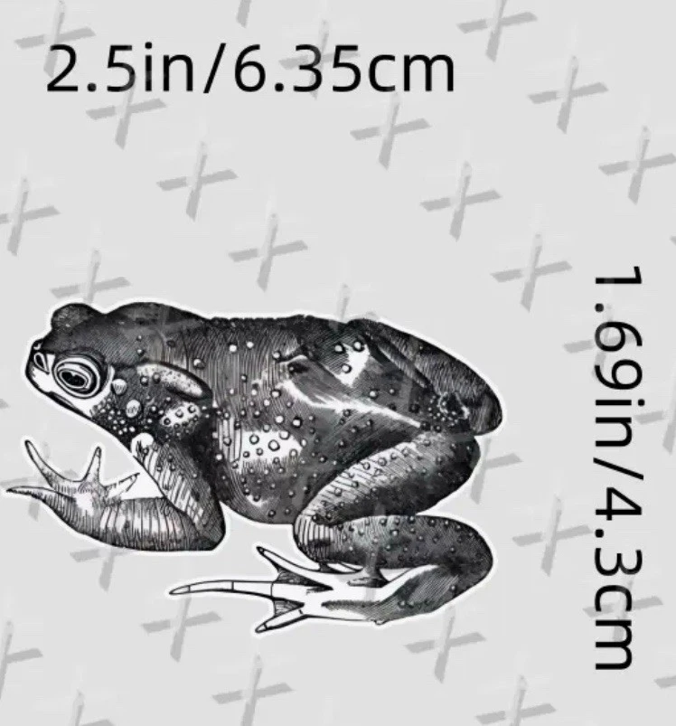 Pegatina de vinilo ilustración rana sapo vintage - negro y blanco/amantes de las ranas Foto 2 de 2