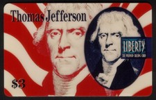 $3. Thomas Jefferson هاتف Card (أحمر Background)