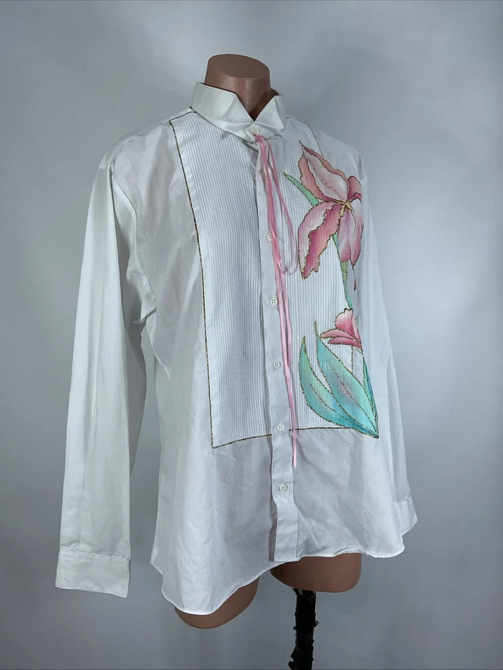 Camisa vintage Wayne Scott pintada a mano vaquero occidental plisada talla L Foto 4 de 4