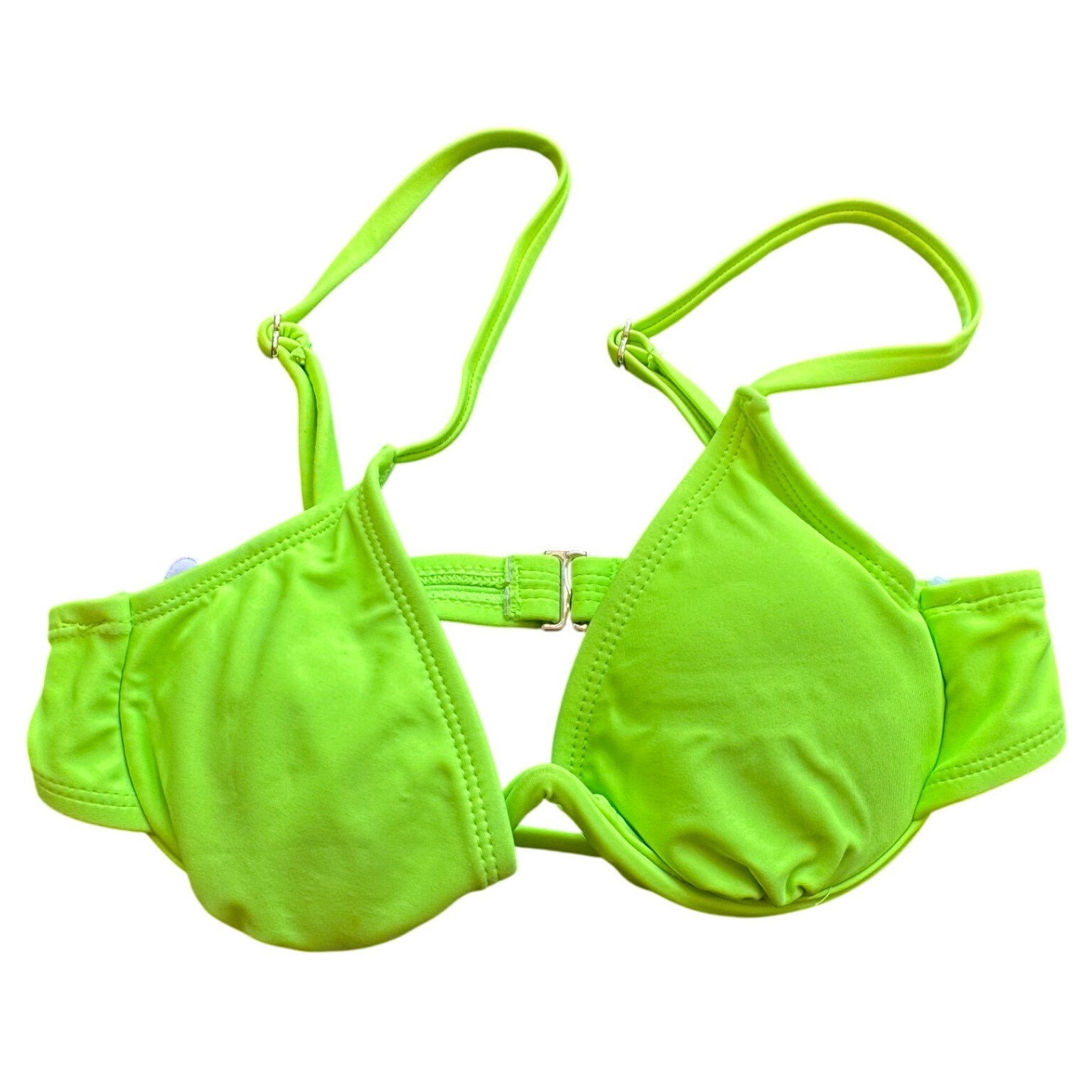 No Boundaries Neon Lime Green Underwire Bikini Top XS Neon Yellow Swim Top