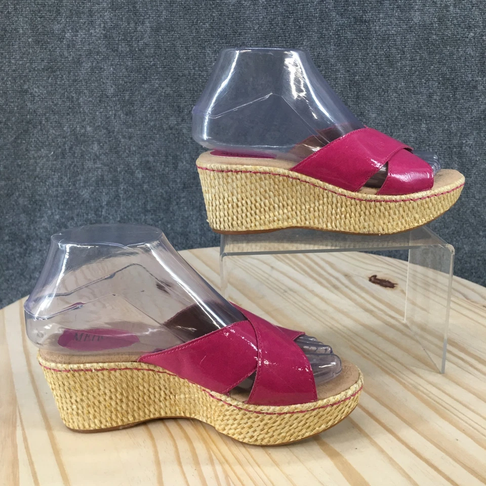 Sandalias Merona para mujer 5,5 plataforma deslizable charol rosa informales tacones de cuña Foto 2 de 4