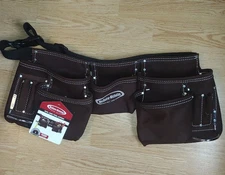 McGuire-Nicholas 11-Pocket Leather Tool Belt | Contractor Apron | Dark Brown