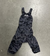 TYR Avictor 2.0 Open Back Tech Suit Competitive Swimsuit Size 26 Black White