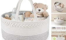 Baby Diaper Caddy Organizer, Cotton Rope Diaper Caddy Basket Large Off White