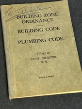 Vintage Building Zone Ordinance Building Code Plumbing Code Port Chester NY Book