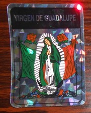 Virgin De Guadalupe Sticker Holographic 3.5x2.25 Roses Mexican Religious