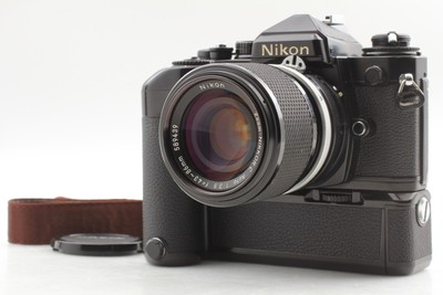 [Near MINT] Nikon FE Black 35mm SLR Film Camera Body MD-12 Auto lens From JAPAN