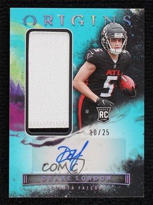 2022 Origins Jumbo Jersey Turquoise 10/25 Drake London #162 Rookie Auto RC 1a4z