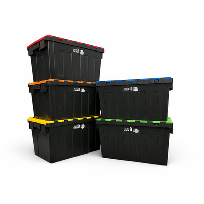 New Large Stackable Storage Tote Boxes 62 L / 30kg Capacity Multi ...