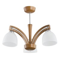 Deckenlampe 3-Flammig Glas Weiß Holz E14 B:50 Cm Deckenleuchte Schlafzimmer