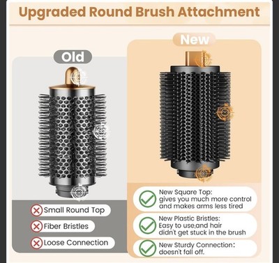 Large Round Volumizing Brush for Dyson Airwrap - Fast Drying, Smooth Finish, Big