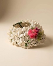 Vintage Miss Sally Victor Floral Halo Hat  1950s Wedding Hat  Veil Ready
